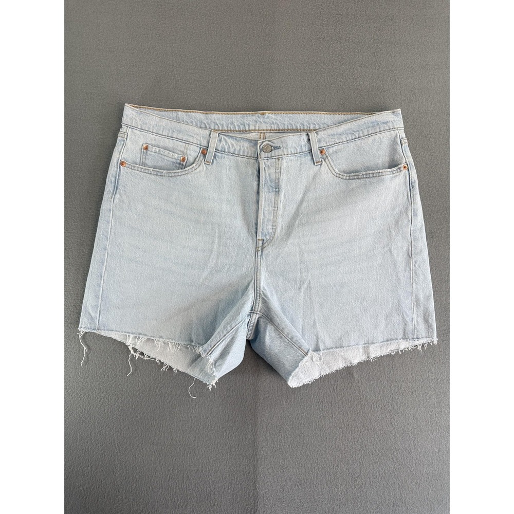 Levi's 501 Shorts Womens 18W Light Wash Blue Denim Cutoff Raw Hem Summer